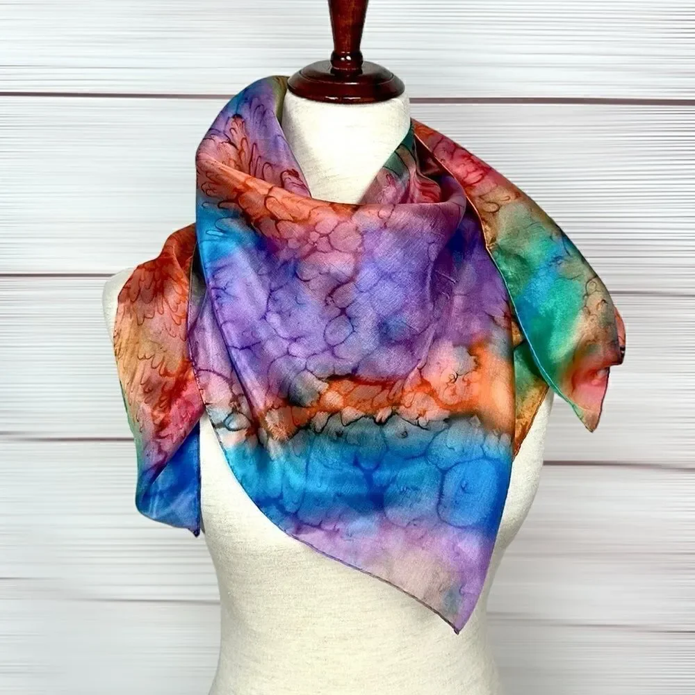 Silk Square Scarf by Lotus Watercolor Tie Dye 35